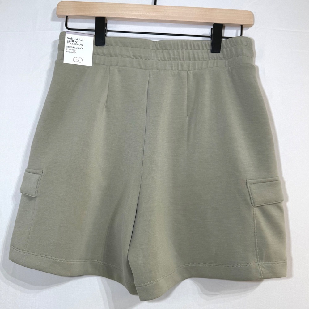 CALIA Sandwash Scuba High-Rise Cargo Shorts Ground Fennel Green Womens Small NEW - Picture 2 of 12